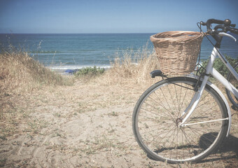 Bike on the seaside background