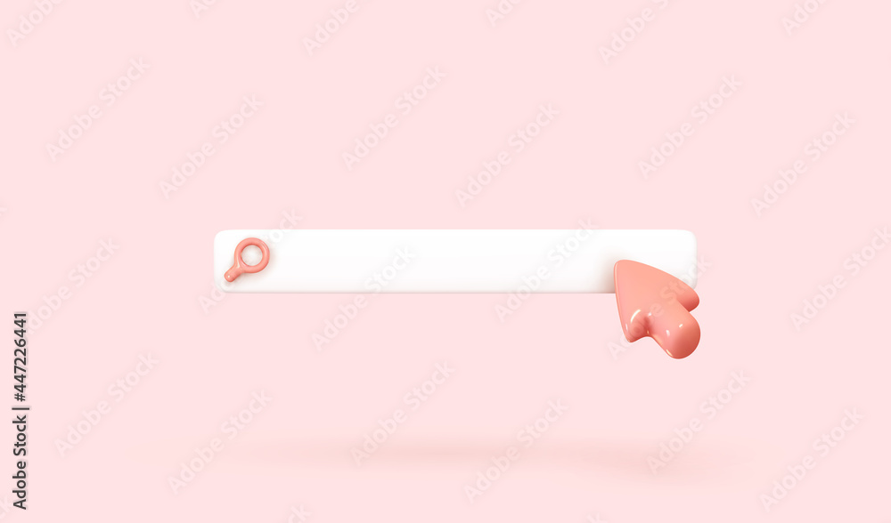 Poster search bar template for website. navigation search for browser. realistic 3d arrow, cursor. vector i