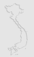 Vector outline map Vietnam with creative shadow