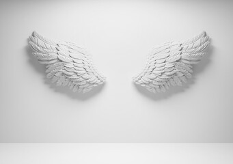 White angel wings on wall template