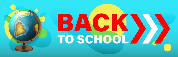 BACK TO SCHOOL bright colorful posters and banners for your website. Vector horizontal banners - colorful abstract backgrounds with school object and supplies.