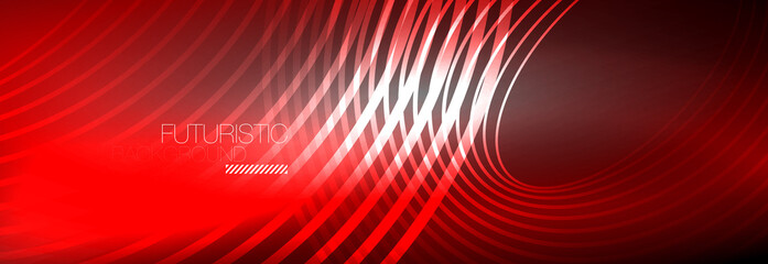 Dark abstract background with glowing neon circles. Trendy layout template for business or technology presentation, internet poster or web brochure cover, wallpaper