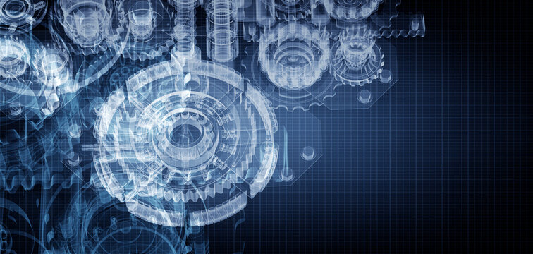 Blueprint Project Of Engine Design With Gears