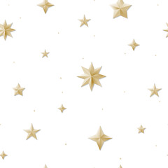 Gold stars on white background, seamless pattern. Vector illustration, EPS 10