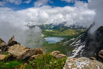 alpine hiking with view over the Melchseefrutt area