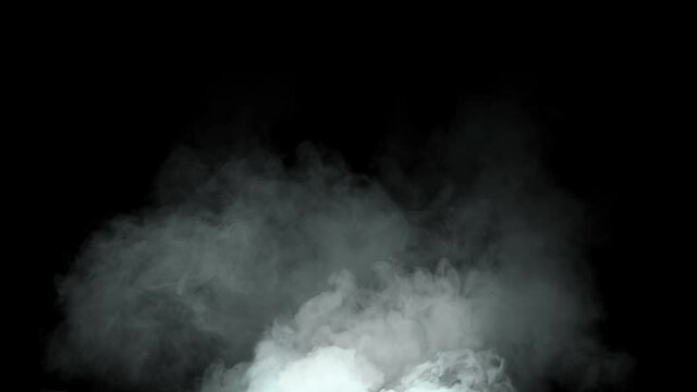 4k smoke cloud on black background, particles rising