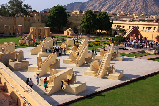 JAIPUR, INDIA - MARCH 2: Astronomical Observatory Jantar Mantar on March 2, 2011 in Jaipur, India. Jantar Mantar is a collection of 19 instruments, built by the Rajput king Sawai Jai Singh.