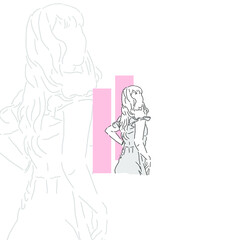 beautiful women, hand drawn style illustrator