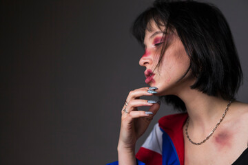 Females Violence Ideas. Depressed and Down Caucasian Female as a Victim of Domestic Violence and...