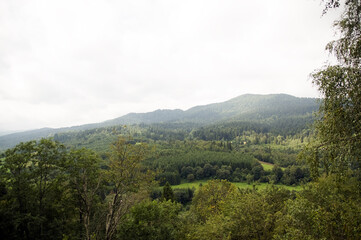 Panorama gór we mgle