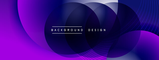 Gradient circles with shadows. Vector techno abstract background. Modern overlapping forms wallpaper background, design template