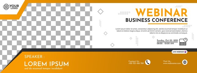 Modern banner template design for business webinar, marketing webinar, online class program, etc