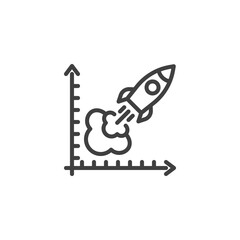 Business startup rocket line icon
