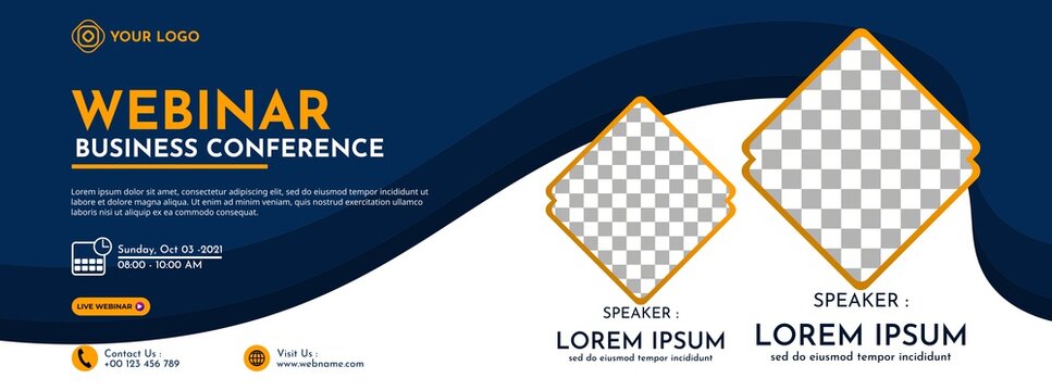 Modern banner template design for business webinar, marketing webinar, online class program, etc