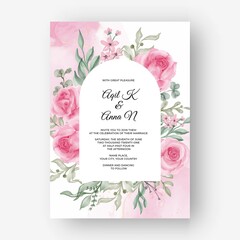 rose pink flower frame background for wedding invitation