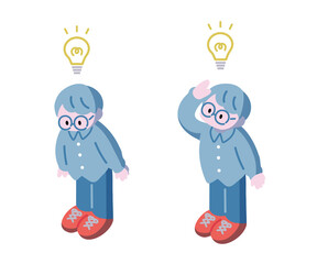 アイソメトリック風　ひらめき男性A