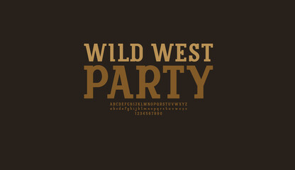 Slab serif font, retro bold alphabet, uppercase letters and numbers, vector illustration 10EPS