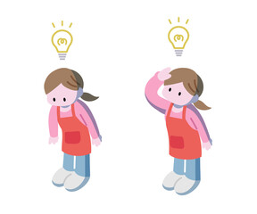 アイソメトリック風　ひらめき主婦