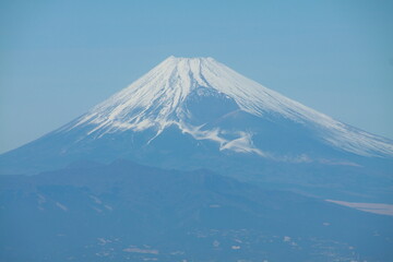A close up view on Mt Fuji from the Izu Peninsula, Japan