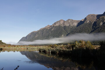 New Zealand landscape with mountains