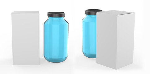 pill bottles Mockup Template of medicine package for pills, capsule, drugs. Sports and health life supplements. 3d illustration
