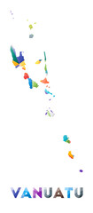 Vanuatu - colorful low poly country shape. Multicolor geometric triangles. Modern trendy design. Vector illustration.