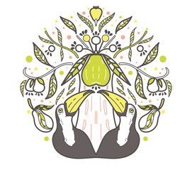 Vector Exotic Toucans under Guava Tree Placement Design. Perfect for web design, invitations and other graphic projects.