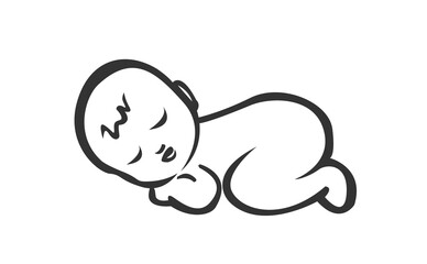 Sleeping baby symbol isolated on white background. Stock vector