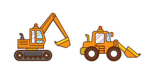 Excavator Dozer Digger Tractor car icon isolated - 447234614
