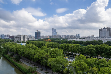 Obraz premium Aerial view of modern city in Nanjing