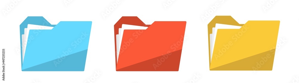 Aufkleber file folders set in different colours. stock vector