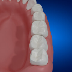 3d rendering teeth on black background
