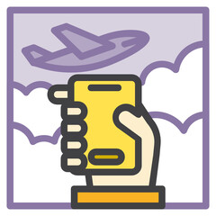 Smartphone ,Business Travel filled outline icon.