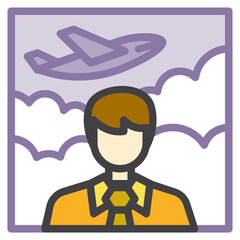 Business man ,Business Travel filled outline icon.