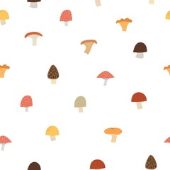 Seamless pattern with mushrooms. Colorful vector flat for kids. hand drawing. baby design for fabric, print, wrapper