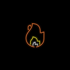 Fire emoji glowin neon vector illustration