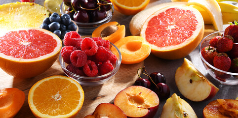 Naklejka na ściany i meble Composition with a variety of fresh culinary fruits