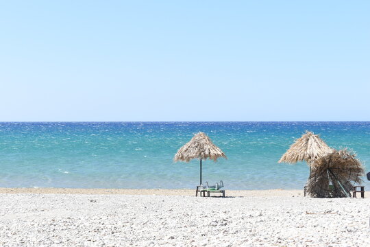 Shot on the Greek beach of Makri Gialos in southern Crete. The mediterranean Sea was quite busy that day.