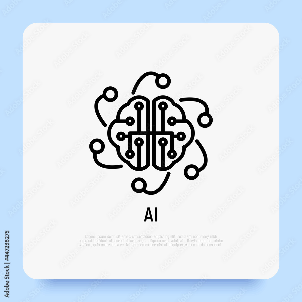Aufkleber artificial intelligence thin line icon. high tech. machine science. modern vector illustration.