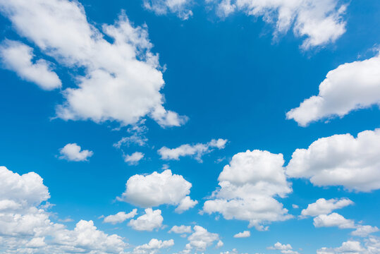 Wonderful blue sky and white clouds panorama, Bright clouds on clear sky