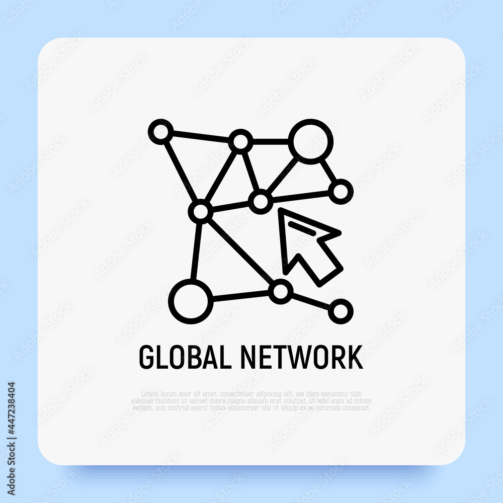 Poster global network, globalization thin line icon. modern vector illustration of internet connection.