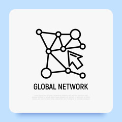Global network, globalization thin line icon. Modern vector illustration of internet connection.