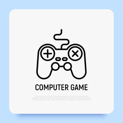 Game controller thin line icon, symbol of video game. Modern vector illustration.