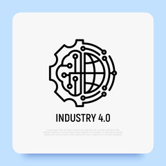 Industry 4.0 thin line icon. Industrial internet of things. Modern vector illustration.