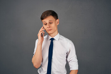business man in shirt with tie talking on the phone work lifestyle