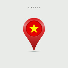 Obraz premium Teardrop map marker with flag of Vietnam. 3D vector illustration