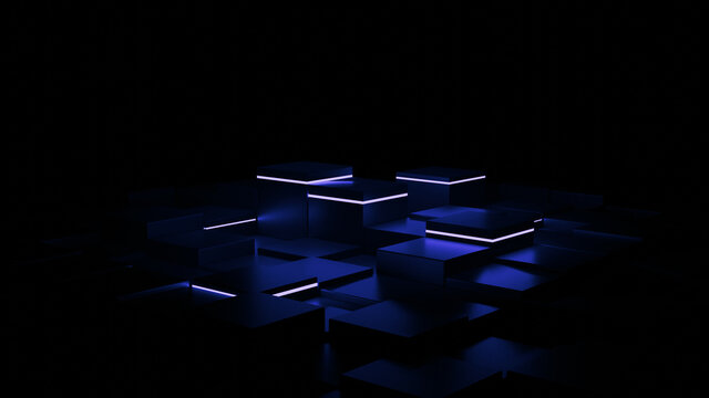 Glowing pillars blue
