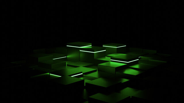 Glowing pillars green