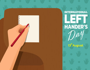 Happy Left-handers Day. Left-handed character illustration. Vector Illustration of International lefthanders Day. August 13. 