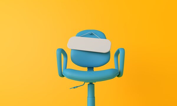 Blank sign on an empty chair. Hiring new job vacancy concept. 3D Rendering